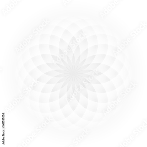 Abstract white background with lotus flower of life. Sacred geometry pattern. Vector illustration symbol of harmony and balance.