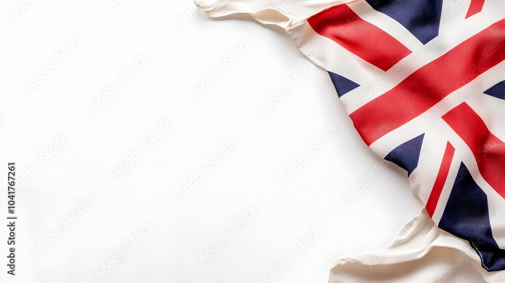 Fototapeta premium Minimalist Union Jack Flag Pattern in Corner of White Background