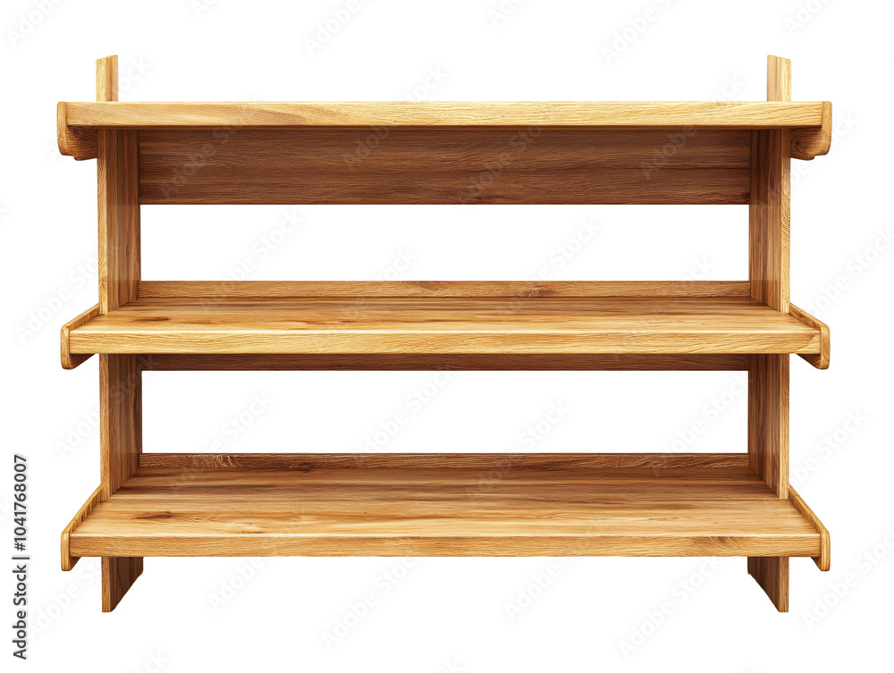 a wooden shelf with three shelves a wooden shelf with three shelves