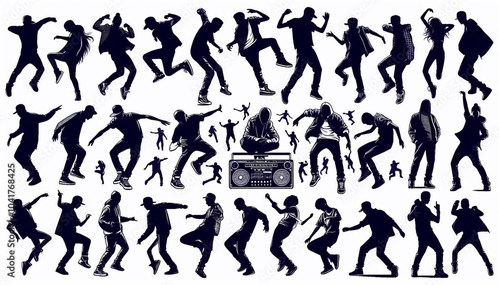 Street vibes silhouettes of dance and expression Street vibes silhouettes of dance and expression
