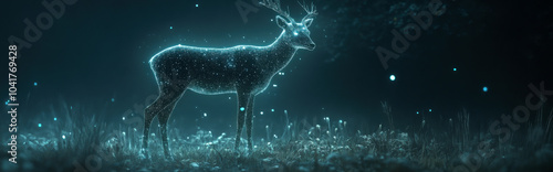 ai-enhanced nature, showing a deer with glowing, integrated tech augmentations photo