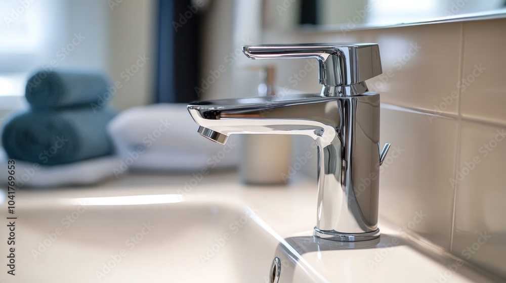 Close-up of a Modern Bathroom Faucet Close-up of a Modern Bathroom Faucet