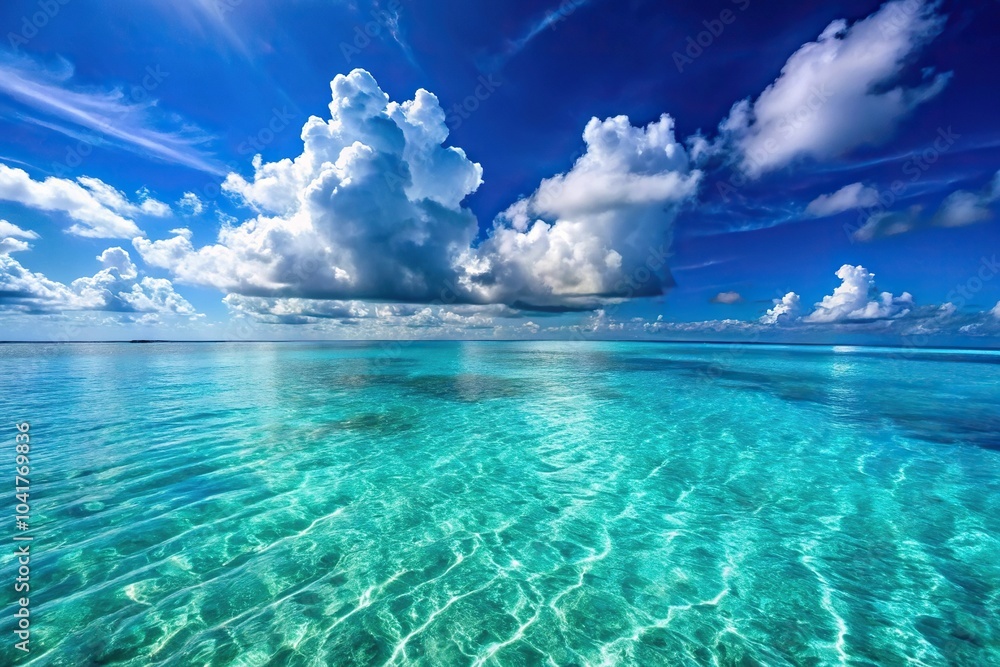 Obraz premium Caribbean waters and blue sky scenic view