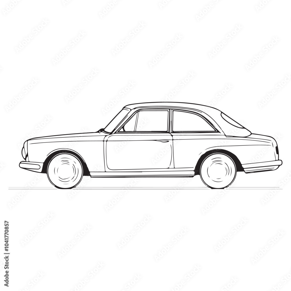 Car Line art Vector on White Backdrop. Car Line art Vector on White Backdrop.