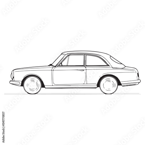 Car Line art Vector on White Backdrop.