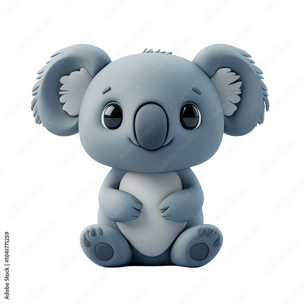 Fototapeta premium Cute cartoon koala character 3d icon PNG, cartoon style minimal on transparent, isolate on white background