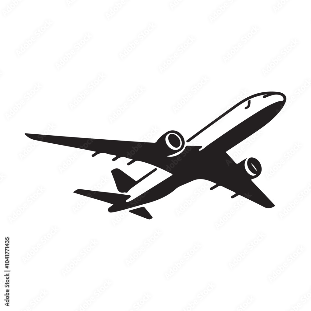 Plane Silhouette Illustration on a White Background. Plane Silhouette Illustration on a White Background.