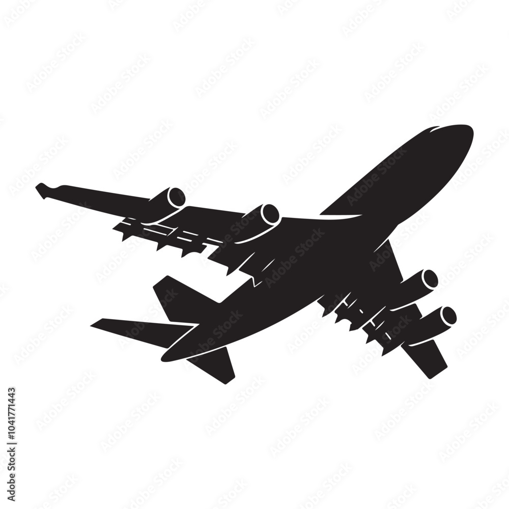 Plane Silhouette Illustration on a White Background. Plane Silhouette Illustration on a White Background.