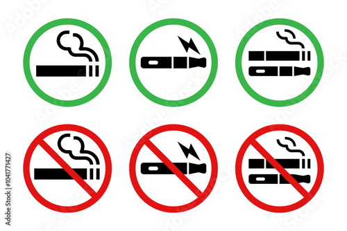 no smoking,no vaping and smoking area sign set