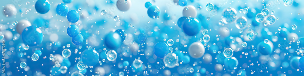 Obraz premium Ocean Blue Abstract Texture with Falling Blue and White Plastic Beads