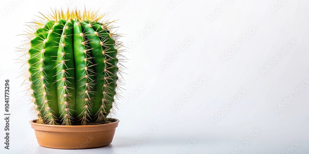 Cactus plant on white background with space for text, tilted angle Cactus plant on white background with space for text, tilted angle