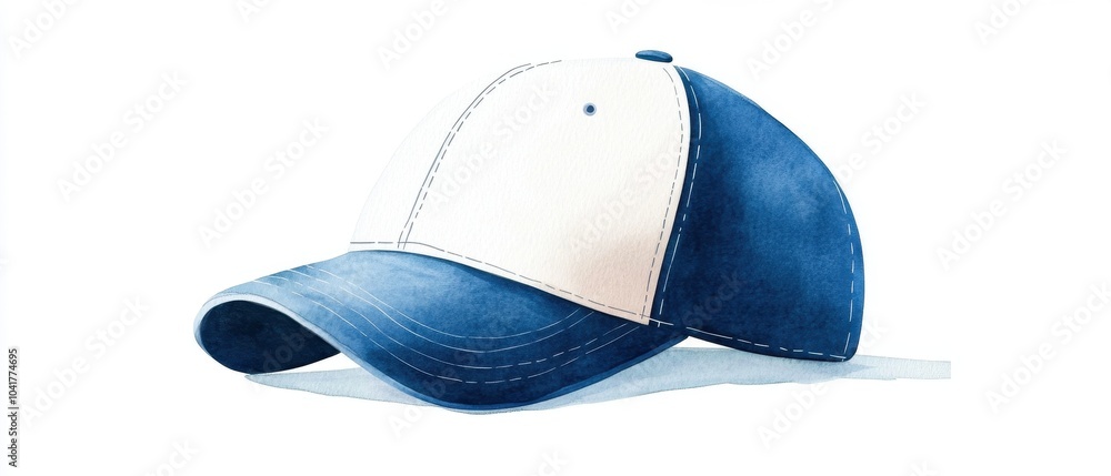 Stylish blue and white baseball cap on a white isolated background. Stylish blue and white baseball cap on a white isolated background.