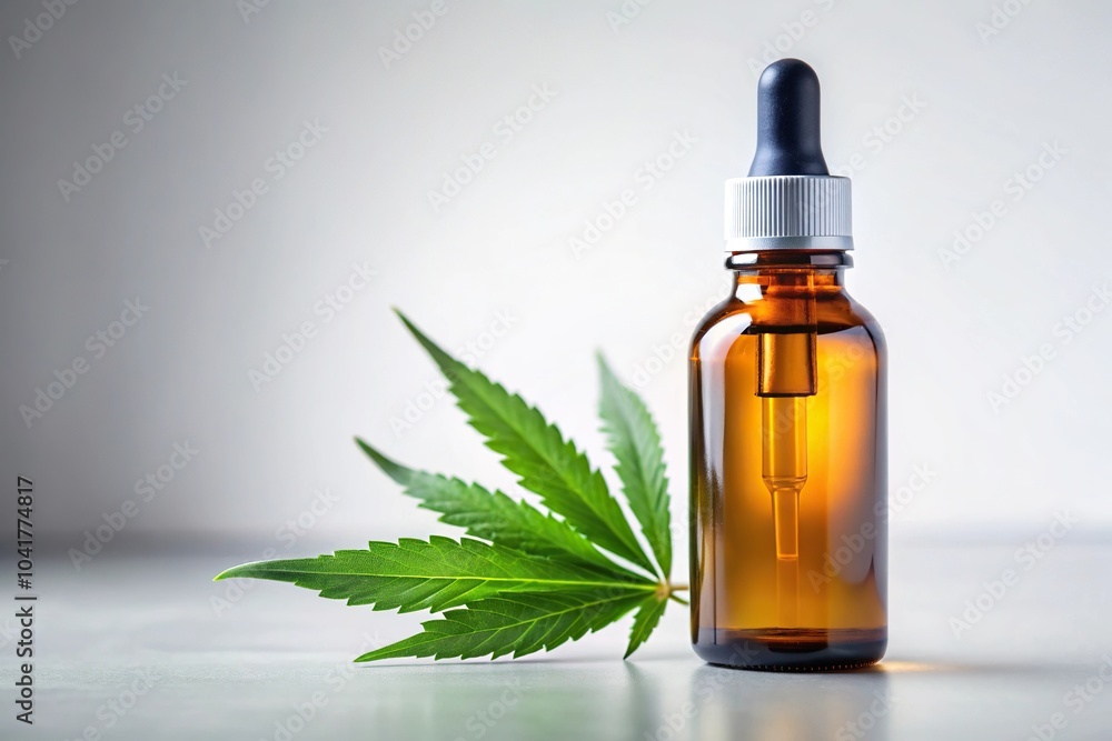 CBD oil dropper bottle mockup isolated on white background with shallow depth of field CBD oil dropper bottle mockup isolated on white background with shallow depth of field