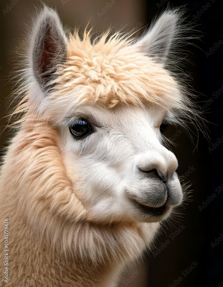 Close-up portraits of alpaca, featuring the alpaca against a natural background Close-up portraits of alpaca, featuring the alpaca against a natural background