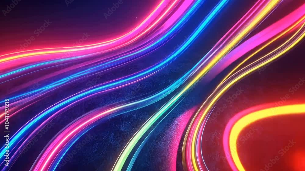 Vibrant neon lines create a dynamic, colorful abstract background. Vibrant neon lines create a dynamic, colorful abstract background.