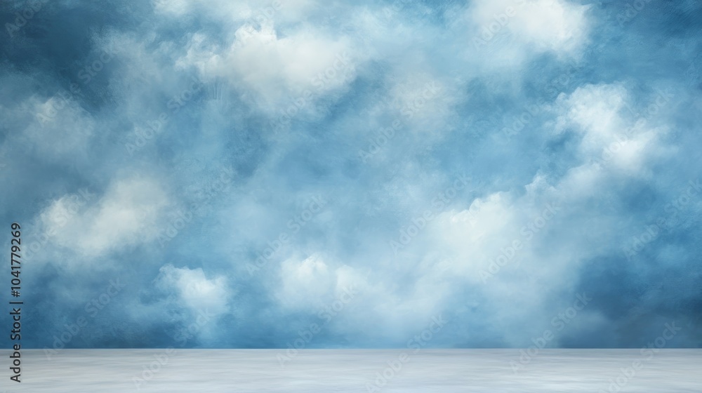 Serene azure sky with fluffy white clouds, breathtaking vista of nature's canvas Serene azure sky with fluffy white clouds, breathtaking vista of nature's canvas