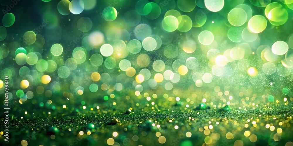 Obraz premium Captivating Light Sparkles on Green Background with Bokeh Effect for Surreal Photography