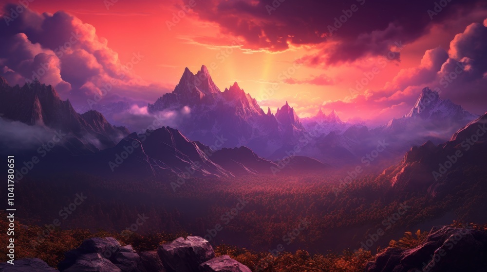 Majestic Mountain Range at Sunset Majestic Mountain Range at Sunset