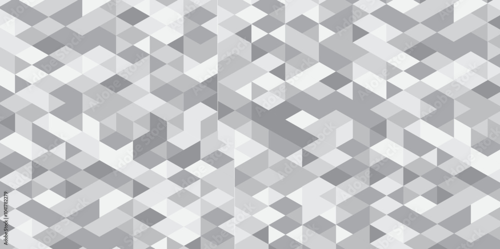 Abstract geometric white and gray background seamless mosaic and low polygon triangle texture wallpaper, Triangle Vector Abstract Geometric Technology seamless pattern Background. Abstract geometric white and gray background seamless mosaic and low polygon triangle texture wallpaper, Triangle Vector Abstract Geometric Technology seamless pattern Background.