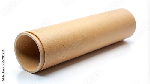 Cardboard tube on white background with depth of field