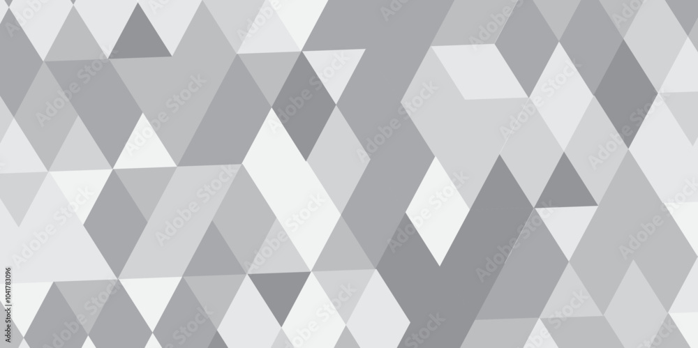 Obraz premium Abstract geometric white and gray background seamless mosaic and low polygon triangle texture wallpaper, Triangle Vector Abstract Geometric Technology seamless pattern Background. 