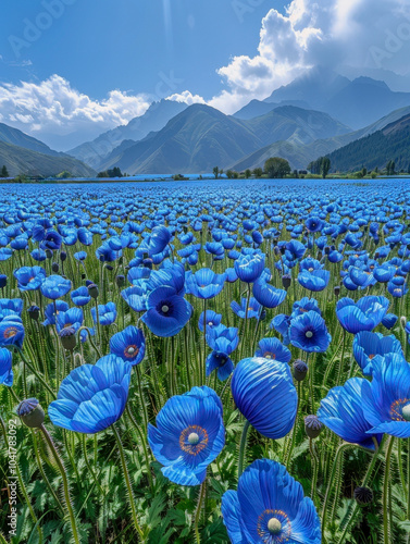 Kashmir blue poppy  field
