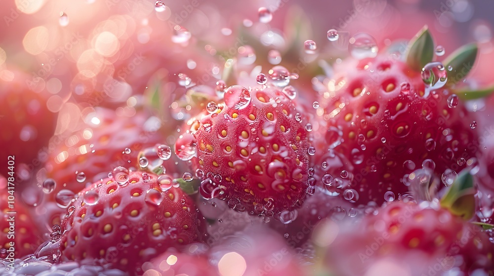 Close-up of Fresh Strawberries with Water Drops Close-up of Fresh Strawberries with Water Drops