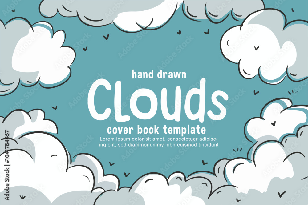Hand-drawn cloud theme book cover with vector style, ideal for conceptual design use. Hand-drawn cloud theme book cover with vector style, ideal for conceptual design use.