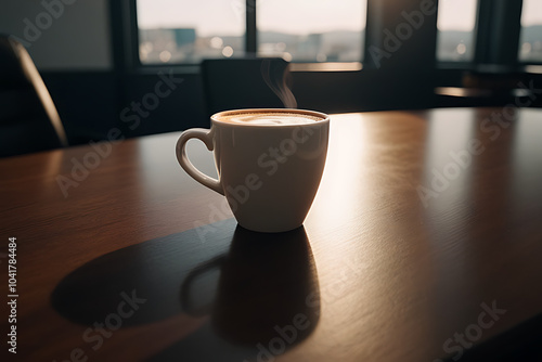 small circle filled cup empty coffee sat desk photo