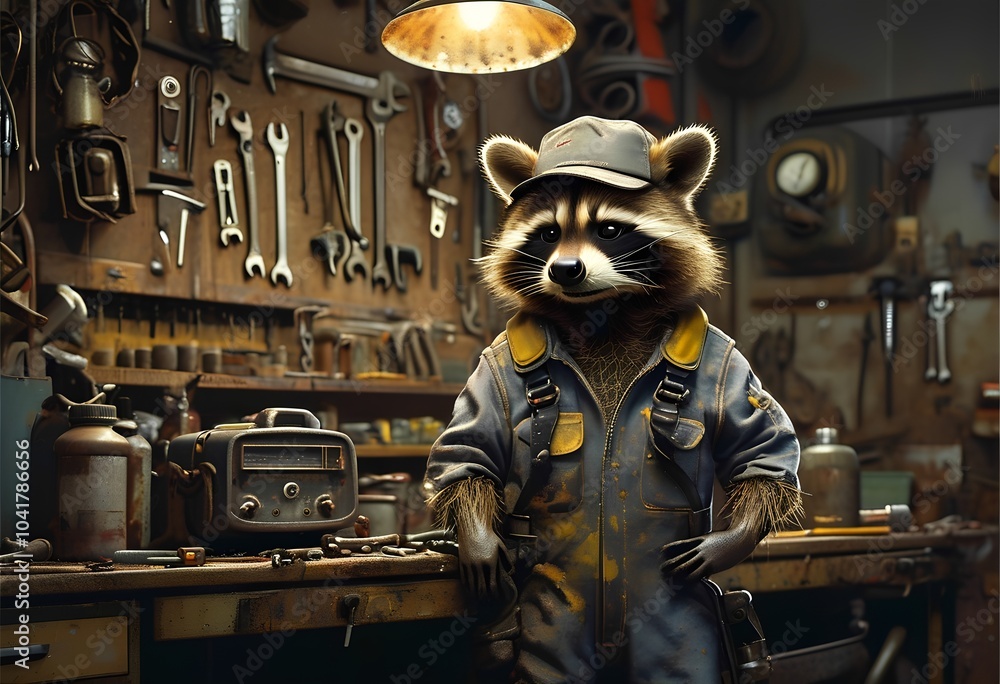 mechanic raccoon mechanic raccoon