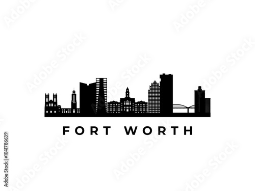 Vector Fort Worth  skyline. Travel Fort Worth famous landmarks. Business and tourism concept for presentation, banner, web site.