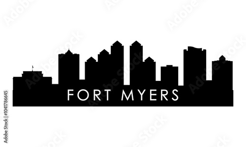 Fort Myers skyline silhouette. Black Fort Myers  city design isolated on white background. 