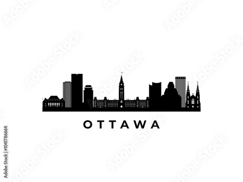 Vector Ottawa skyline. Travel Ottawa famous landmarks. Business and tourism concept for presentation, banner, web site.