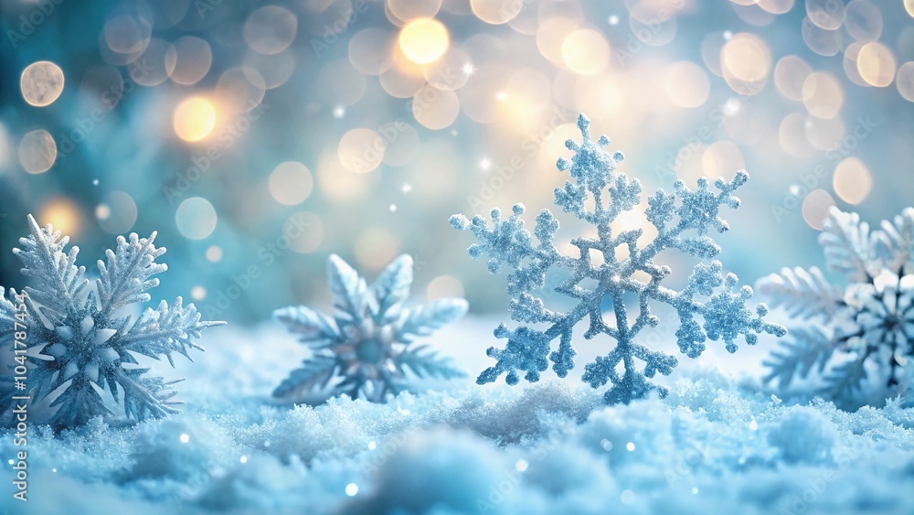 Christmas Snow Border with Delicate Snowflakes in a Winter Wonderland Setting Christmas Snow Border with Delicate Snowflakes in a Winter Wonderland Setting