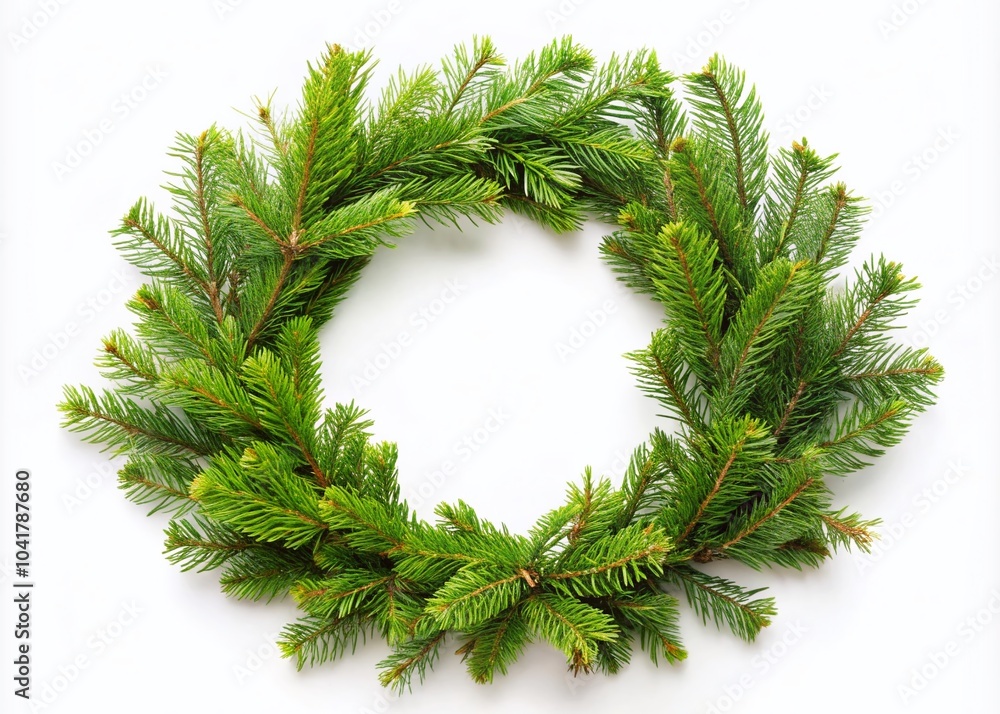 Christmas Wreath Frame with Coniferous Branches for Festive Food Photography Christmas Wreath Frame with Coniferous Branches for Festive Food Photography