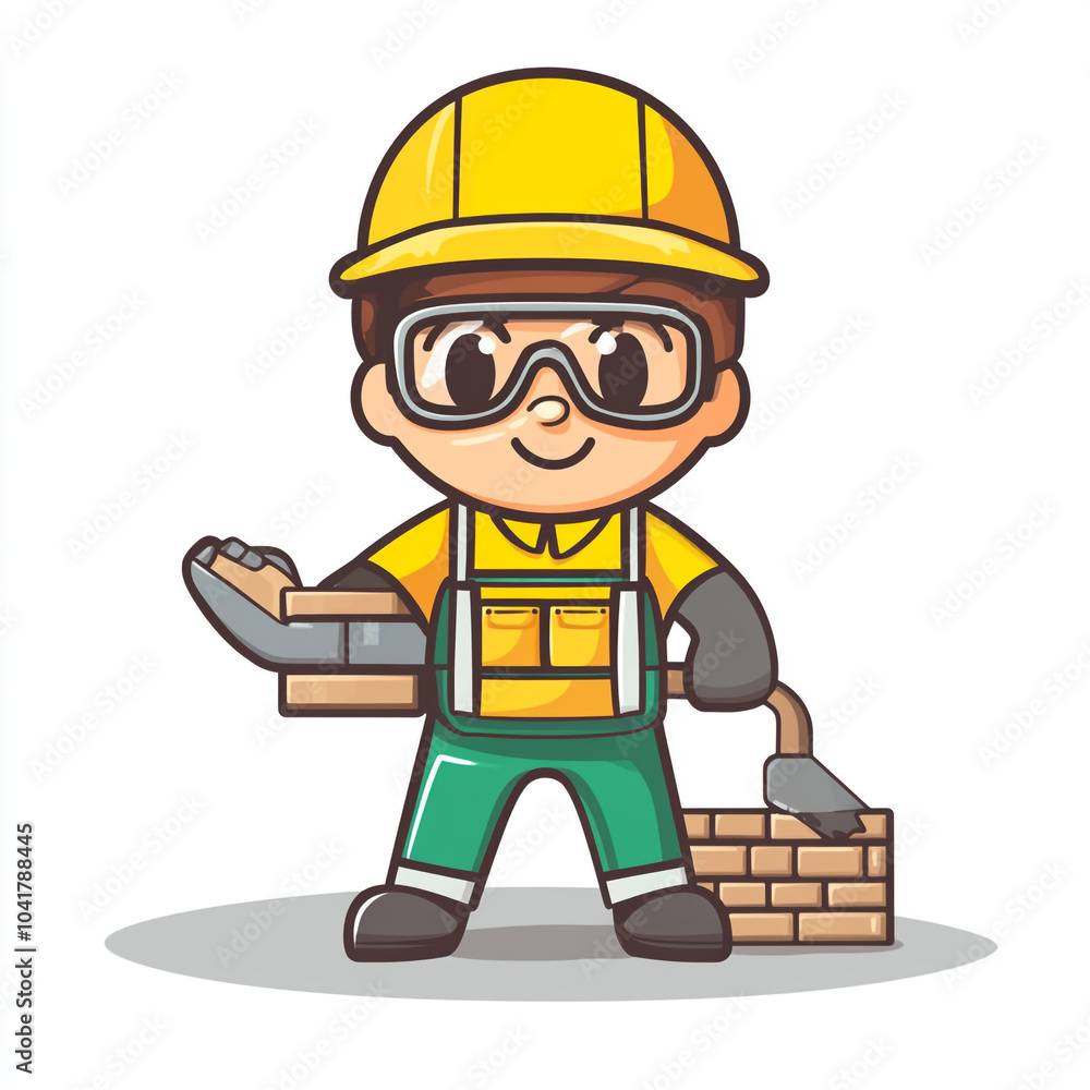 A simple icon of a construction worker holding a brick, in a flat design style. A simple icon of a construction worker holding a brick, in a flat design style.