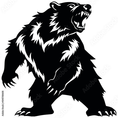 Angry Bear Silhouette vector illustration 