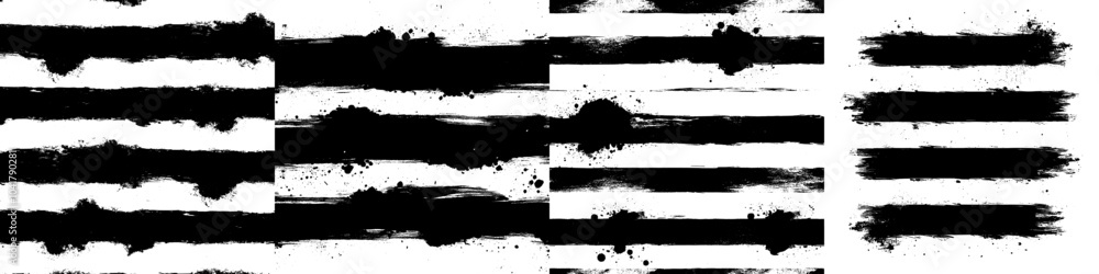This seamless pattern features hand-drawn shapes, black pen marker lines, and brush freehand stripes. This seamless pattern features hand-drawn shapes, black pen marker lines, and brush freehand stripes.