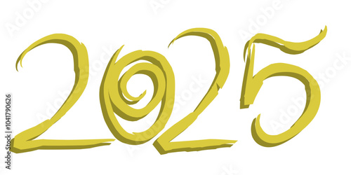 new year 2025 text with transparent background