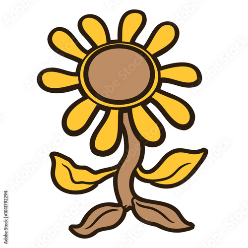 Sunflower Sun Flower Cartoon Comic Design Happy Small Pretty Leaf Beautiful Green Plant Blooming Nature Lover Flowers Gardening Gardeners Thumb Garden Hobby Blooms Blossoms Gardener Leisure Summer
