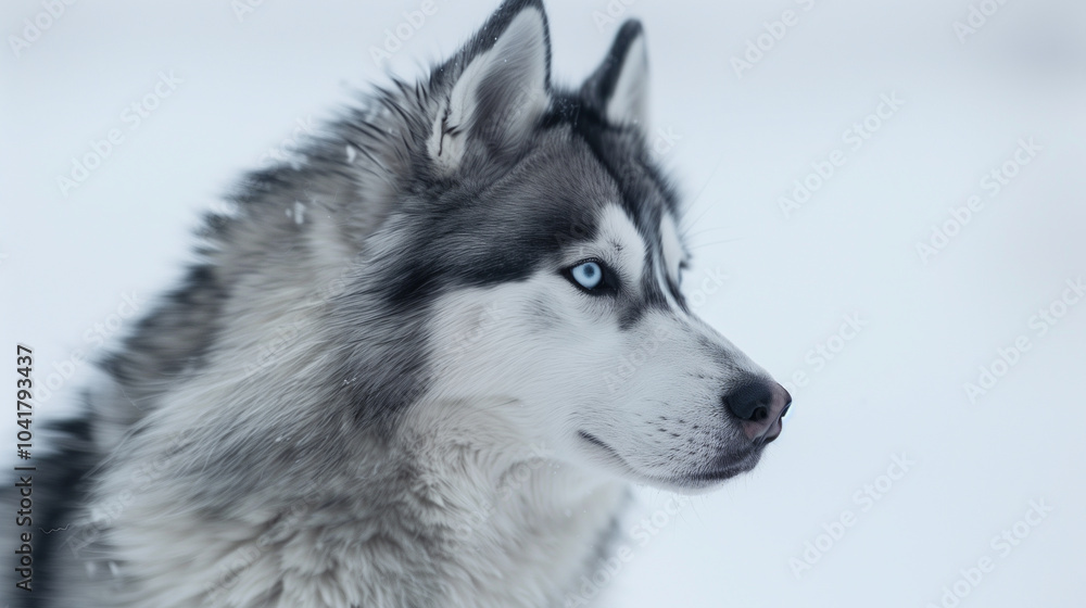 Close-up Portrait of a Siberian Husky with Piercing Blue Eyes Close-up Portrait of a Siberian Husky with Piercing Blue Eyes