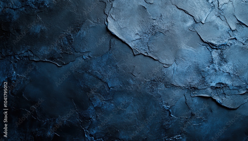 Naklejka premium Textured dark blue wall with rough surfaces in an abstract style