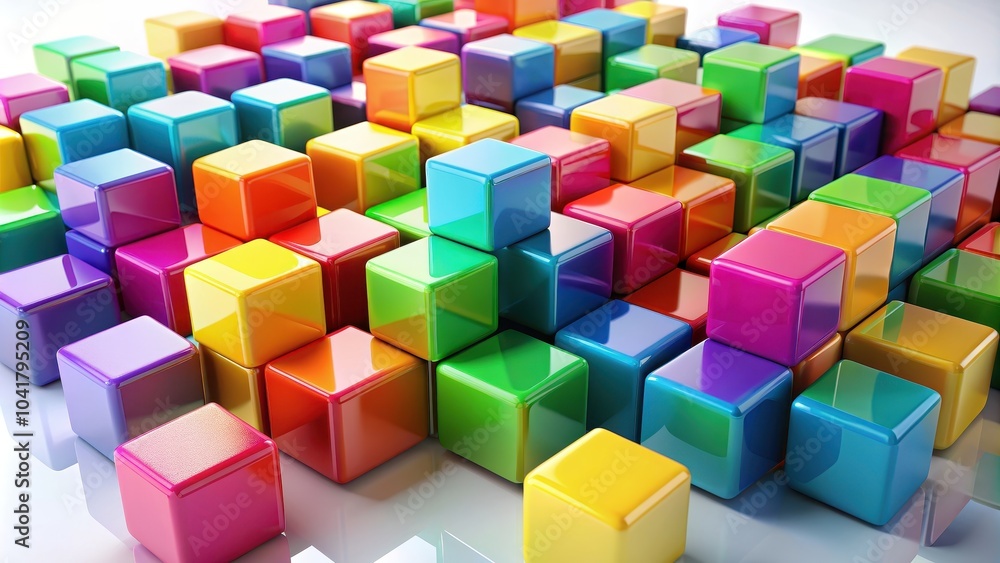 render of multiple colorful cubes arranged neatly on a white background, cubes, geometric, shapes, arrangement, colorful render of multiple colorful cubes arranged neatly on a white background, cubes, geometric, shapes, arrangement, colorful