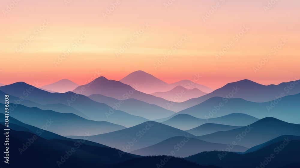 Serene mountain landscape at sunset with soft hues Serene mountain landscape at sunset with soft hues