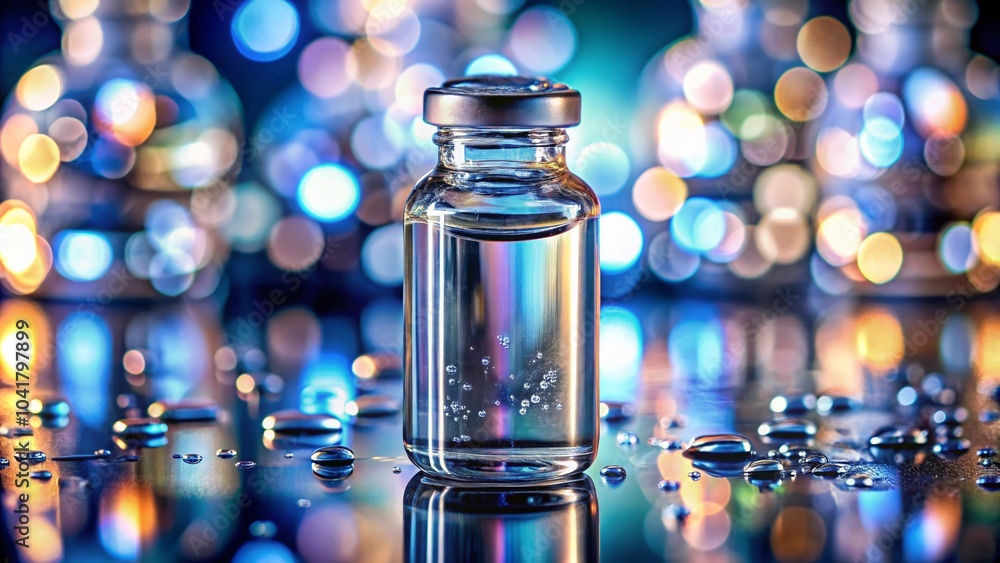 Close-up of Saline Solution in Glass Vial - Macro Photography for Medical and Scientific Use Close-up of Saline Solution in Glass Vial - Macro Photography for Medical and Scientific Use