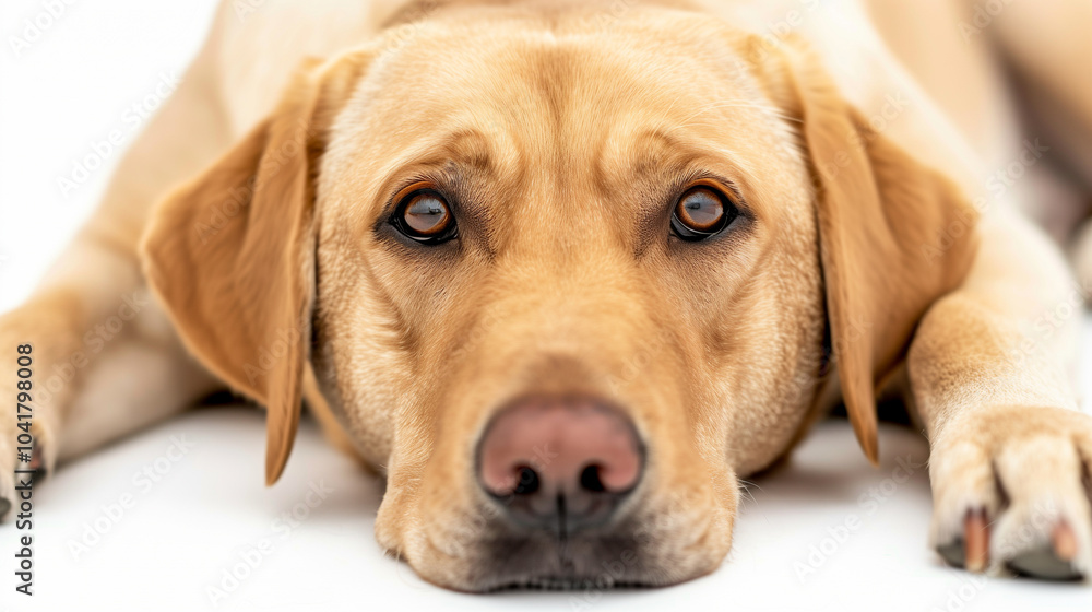 Close-up Portrait of a Yellow Labrador Retriever Resting Close-up Portrait of a Yellow Labrador Retriever Resting