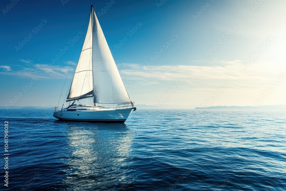 Fototapeta premium A luxurious yacht, cutting through the water, offering a serene and opulent experience.