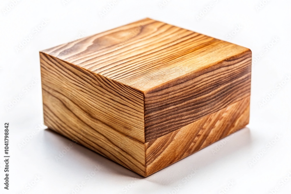Close-Up of Wooden Block Isolated on White Background for Creative Projects and Design Close-Up of Wooden Block Isolated on White Background for Creative Projects and Design