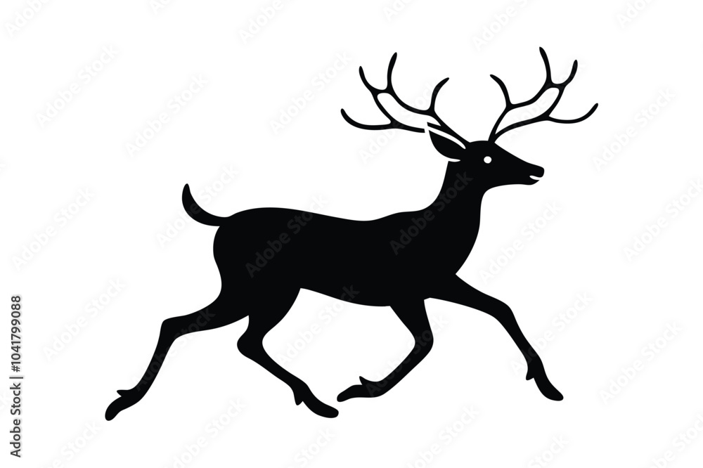 Fototapeta premium A vector set of elegant running deer silhouettes, perfect for holiday cards, wildlife-themed designs, and decorations. Ideal for Christmas, seasonal projects, and nature-inspired illustrations.