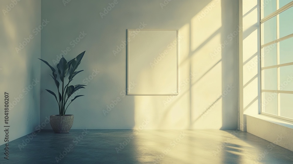 Serene Interior with Plant and Natural Light Serene Interior with Plant and Natural Light